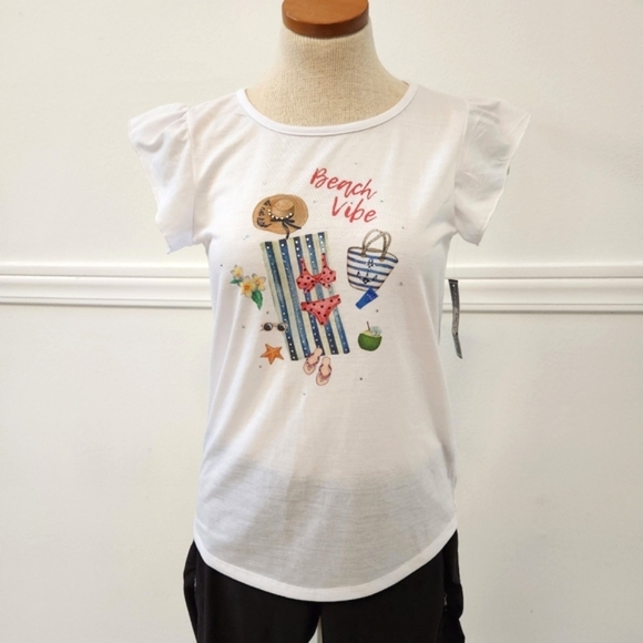 Vintage Rose Ruffle sleeve crew neck tshirt - Picture 8 of 12